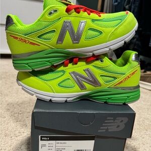 New Balance Kids' Neon Green and Silver Sneakers